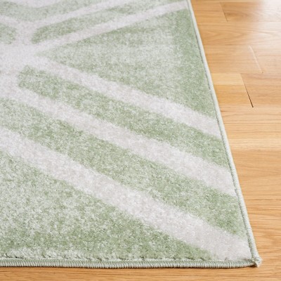 Sage and Ivory Geometric Synthetic Area Rug