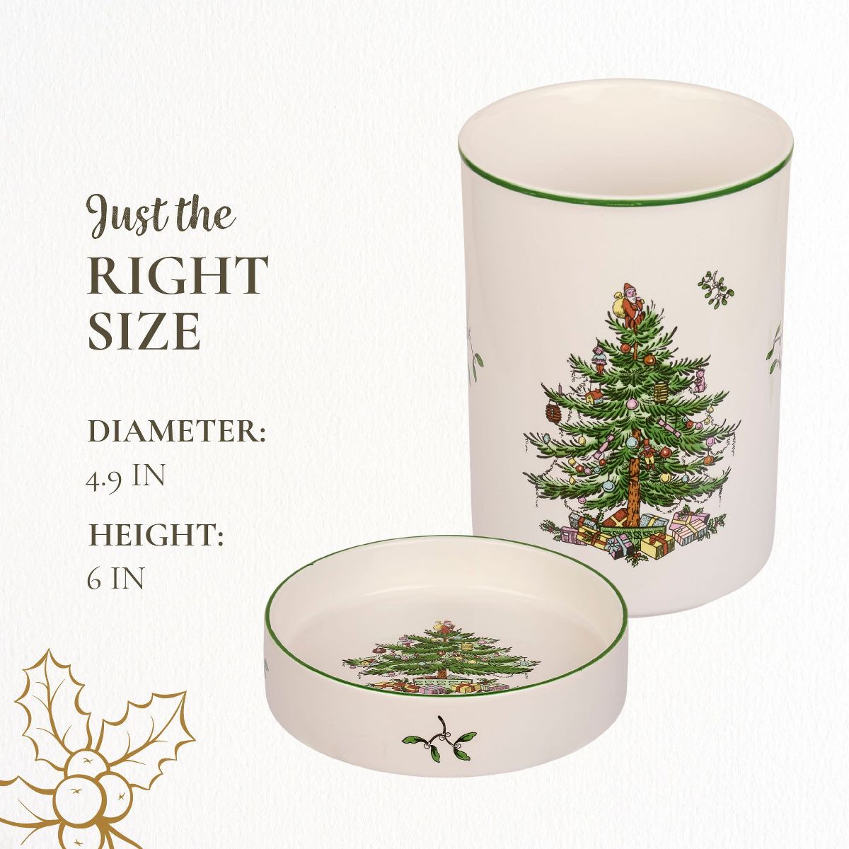 Spode Christmas Tree Wines Chiller & Coaster Set - Stoneware Winery Cooler - Festive Holiday Design - thumbnail 7