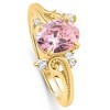 Pompeii3 1 3/4Ct Pink Topaz & Diamond Deco Ring Gold Lab Created - 2 of 4