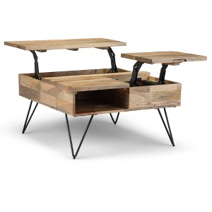 32" Solid Mango Hardwood Lift Top Square Coffee Table with Storage, Iron Hairpin Legs, Ideal for Living Room or Family Room - 1 of 4