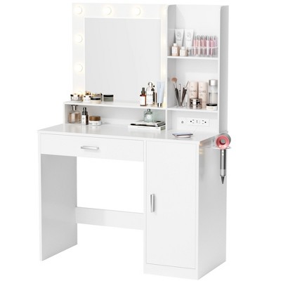 LACOO 39" Vanity Table with Cabinet and Power Outlet