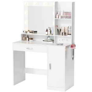 LACOO 39" Vanity Table with Cabinet and Power Outlet - 1 of 4