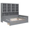 Full Size Wooden Daybed with Glass-Door Storage Cabinets, Built-in LED Lighting and Shelves - 4 of 4