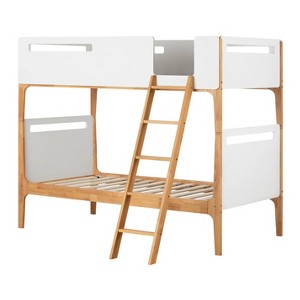 HomeStock Modern Bunk Bed White and Natural Bebble - 1 of 4