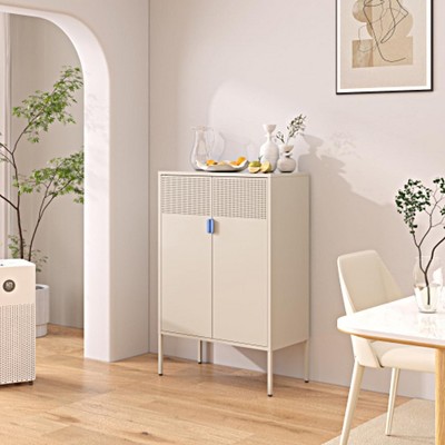 Metal Storage Cabinet with 2 Adjustable Shelves,  Locking Cabinet for  Home,Shoes, Office, Dining Room
