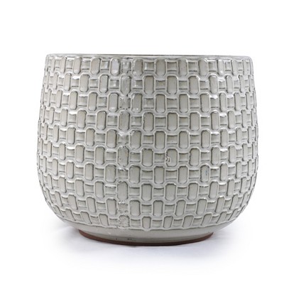 SpassWay 9" Dia Outdoor Indoor Ceramic Planter Pot Decorative Planter with Drainage Hole Patio Flower Pot