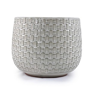 SpassWay 9" Dia Outdoor Indoor Ceramic Planter Pot Decorative Planter with Drainage Hole Patio Flower Pot - 1 of 4