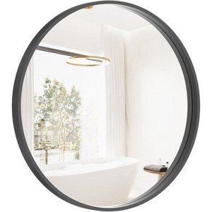 24 Inch Round Wood Mirror, Natural Circle Wall Mirror for Bathroom, Living Room and Bedroom Decor - 1 of 4
