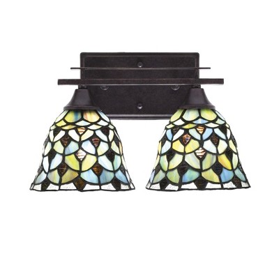 Toltec Lighting Uptowne 2 - Light Vanity in  Dark Granite with 7" Crescent Art Glass Shade