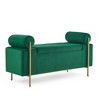 XIYUYEU Elegant Upholstered Linen Storage Bench, Storage Ottoman Bench with Cylindrical Arms & Iron Legs, for Hallway, Living Room, Bedroom, Green - 4 of 4