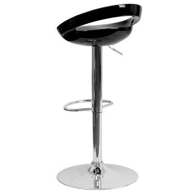 Sleek Black Metal Adjustable Swivel Barstool with Chrome Base