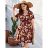 BLUEMING Plus Size Womens Dresses V Neck Floral Flutter Sleeve Midi Surplice Dress Waist Belted Floral Tie Waist Dress Bell Sleeve Dress Flowy Dress - 4 of 4