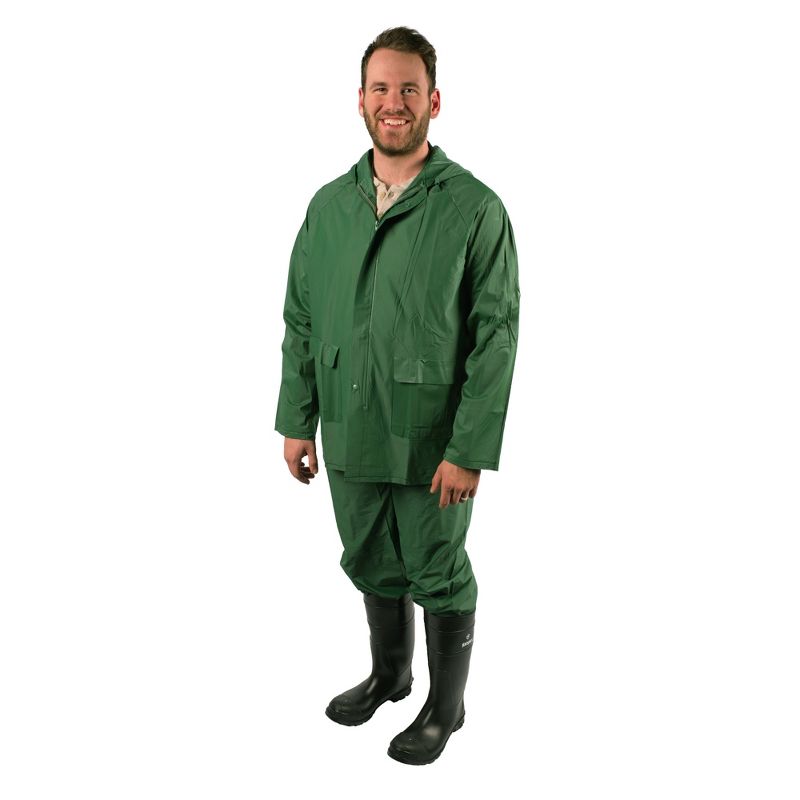 Stansport 2 Piece Laminated Industrial .2mm Thick Rainsuit Green, 1 of 8