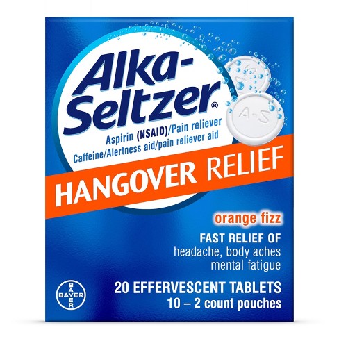 Alka-Seltzer Hangover Relief Effervescent Tablets Formulated for Fast Relief of Headaches, Body Aches and Mental Fatigue - 20ct - image 1 of 4