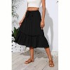 2025 Trendy High Waist Tiered Flowy Skirt for Women - Below Knee with Pockets - 4 of 4