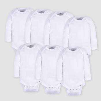Gerber Baby 3pk Long Sleeve Bodysuit - White Newborn : Target