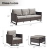 5 Piece Outdoor Patio Furniture Set Wicker Patio Conversation Set, Outdoor Swivel Rocker Chairs with 3-Seater Sofa and 2 Ottomans for Small Space - 3 of 4