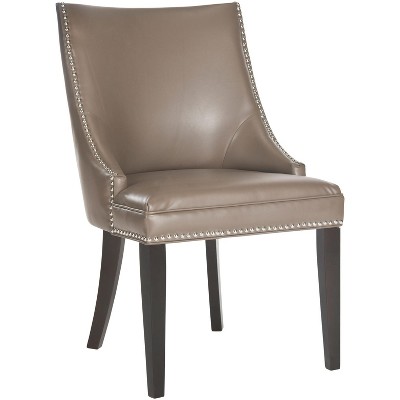 Espresso Birchwood Parsons Side Chair in Clay with Silver Nailhead Trim