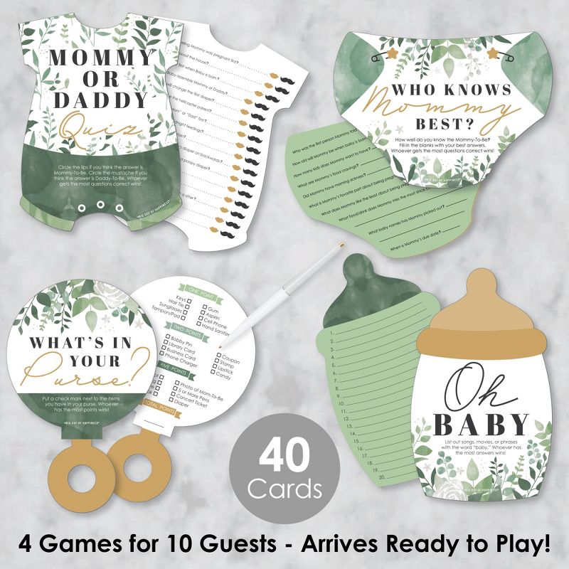 Big Dot of Happiness Boho Botanical Baby - 4 Greenery Baby Shower Games - 10 Cards Each - Gamerific Bundle, 2 of 9