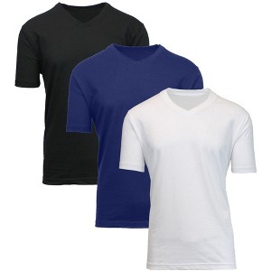 Blue Ice Men's Short Sleeve V-Neck Modern Fit Cotton Blend Classic Tee-3 Pack - 1 of 2