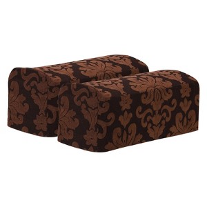 Unique Bargains Anti-Slip Vintage Stretch Jacquard Couch Armrest Slipcovers 2 Pcs - 1 of 4
