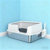 ORRD Stainless Steel Litter Box for Large Cats, High-Sided Jumbo Litter Tray with Scoop, Odor-Resistant & Easy Clean Cat Litter Pan - 2 of 4