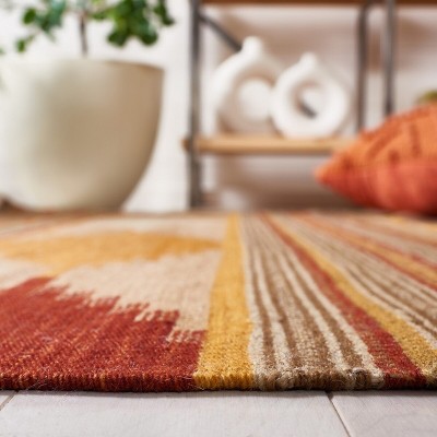 Natural Multi 5' x 5' Square Wool Kilim Area Rug
