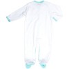 Pavilion Gift Company - Blessed Baby - 6-12 Months Teal Trimmed Sleeper - One Piece Pajamas - 4 of 4