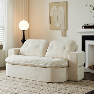 KWPZQEB 2-in-1 Folding Convertible Sofa Bed, Corduroy Upholstered Couch with 2 Pillows, Loveseat Sleeper Sofa for Living Room, Bedroom - 1 of 4