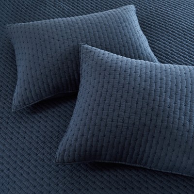 Navy Cotton Full Reversible Quilt Set