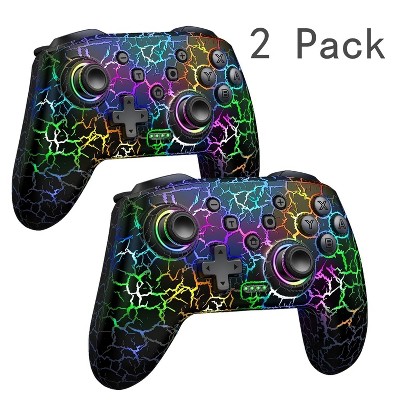 Beboncool Wireless Pro Controller for Nintendo Switch Crack Design LED Gaming Controller 2 Packs