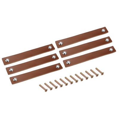 Unique Bargains Leather Suitcase Dresser Handles Door Pulls with Screws 6 Pcs
