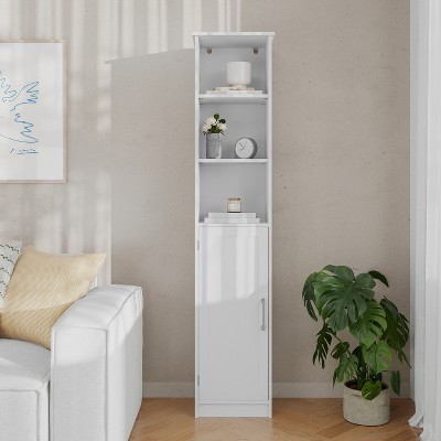 White Engineered Wood Cabinet with Adjustable Shelving