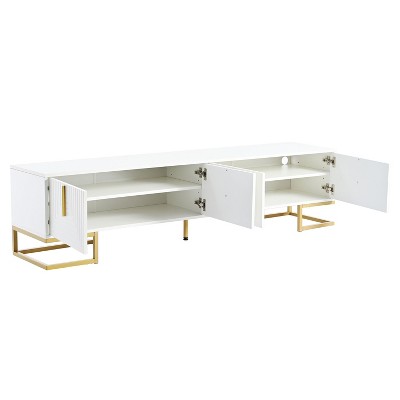 NicBex Modern TV Stand with Metal Legs for TVs up to 80 Inches,TV Media Console Table with Cabinets and Adjustable Shelves