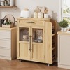 Kitchen Island with Storage, Retro Island Table with Glass Door Cabinet and Drawer, Coffee Bar Station with Spice Rack and Towel Rack, Natural - 4 of 4