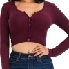 Slickblue Women's Ribbed Long Sleeve Crop Top, Snap Button Front Fitted Tee, 8 Color Options, Size S-L - 3 of 4