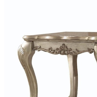 28" Gold Patina Wood Veneer Rectangular End Table