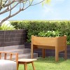 48" Raised Garden Bed with Hooks, 660lb Capacity Wood Elevated Planter Box with Water Draining and Liner, Funnel Design for Backyard Patio - 2 of 4