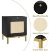 Rattan End Table - Set of 2, Wood Nightstand with Storage Shelf - 3 of 4