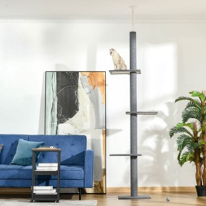 Okak Modern Floor to Ceiling Wooden Cat Tree Tower for Indoor,Cat Condo with Soft Cushions & Perch Platforms & Scratching Posts - 1 of 4