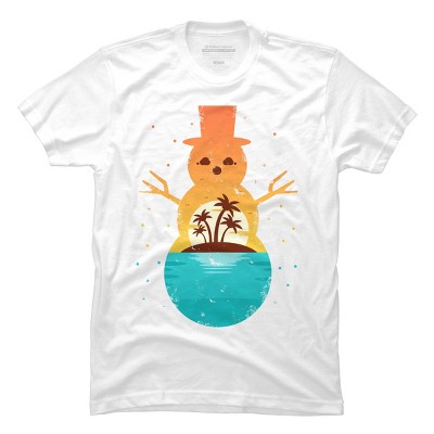Men's Design By Humans Christmas in July Snowman Sunset By destiny29 T-Shirt