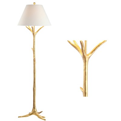 63.5" Arbor Faux Bois Resin Floor Lamp (Includes LED Light Bulb) Gold - JONATHAN Y