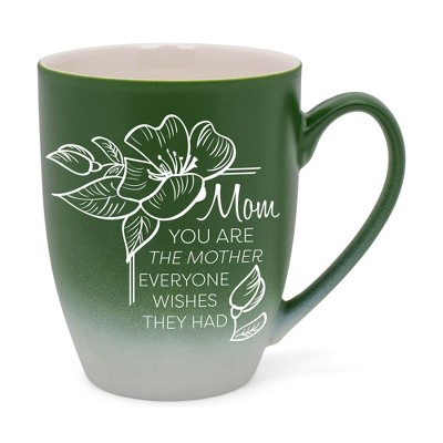 Elanze Designs Mom You Are The Mother Everyone Wishes They Had Two Toned Ombre Matte Green and White 12 ounce Ceramic Stoneware Coffee Cup Mug