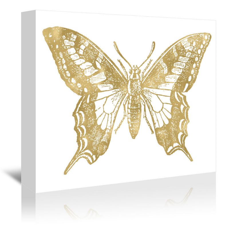 Americanflat Minimalist Animal Butterfly 2 Gold On White By Amy Brinkman Wrapped Canvas, 1 of 7