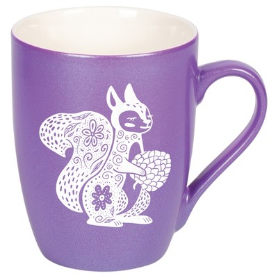 Elanze Designs 10 Ounce Metallic Finish New Bone China Tea Coffee Cup Mug� Passion Purple Floral Squirrel