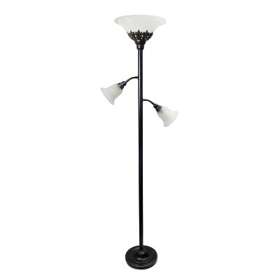 3 Light Restoration Floor Lamp with Scalloped Glass Shade Bronze - Elegant Designs