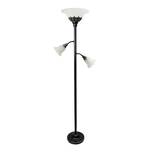 3-light Floor Lamp With Scalloped Glass Shade Bronze - Elegant