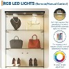 Glass Display Cabinet with LED Light, Tempered Glass Curio Collection Display Showcase with 5 Shelves and Lock, 2 Door Curio Cabinets for Living Room - 3 of 4