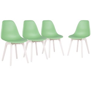 HomeRoots Set of Four Mint Green and White Heavy Duty Plastic Dining Side Chairs - 1 of 4