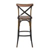 Antique Bar Stool with High Backrest and Cross Back Design, Ideal for Bar or Kitchen Counter - 2 of 4